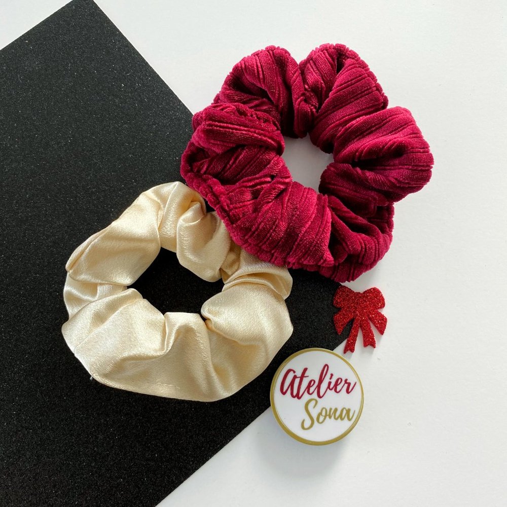 Christmas Hair Scrunchies - Set of 3 - Picture 2 of 3